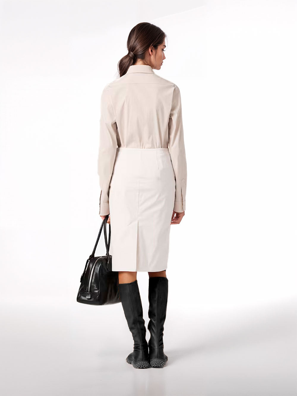Stretch poplin skirt