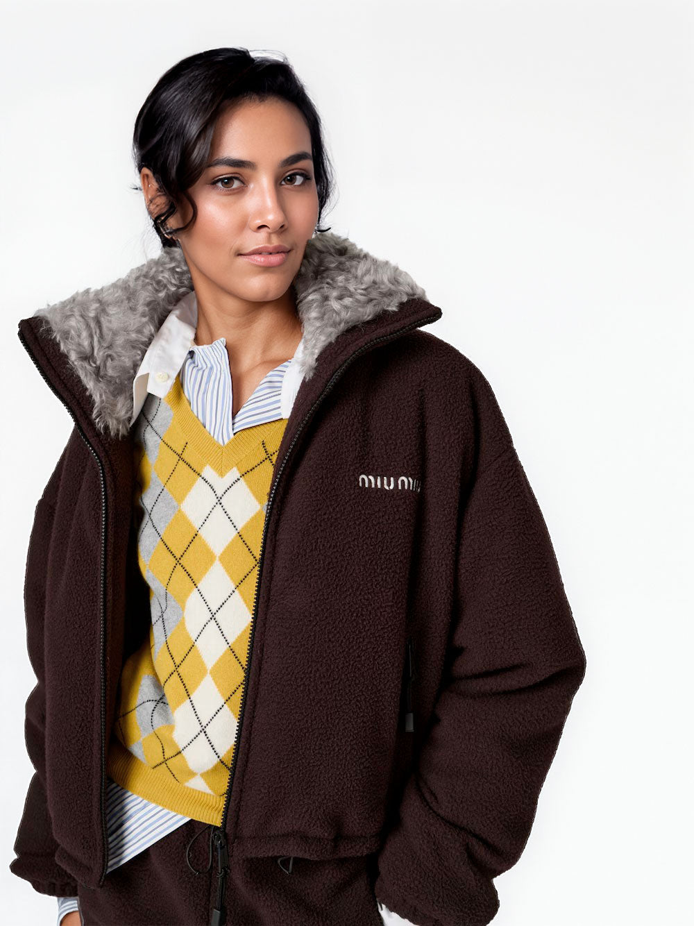 Fleece down jacket
