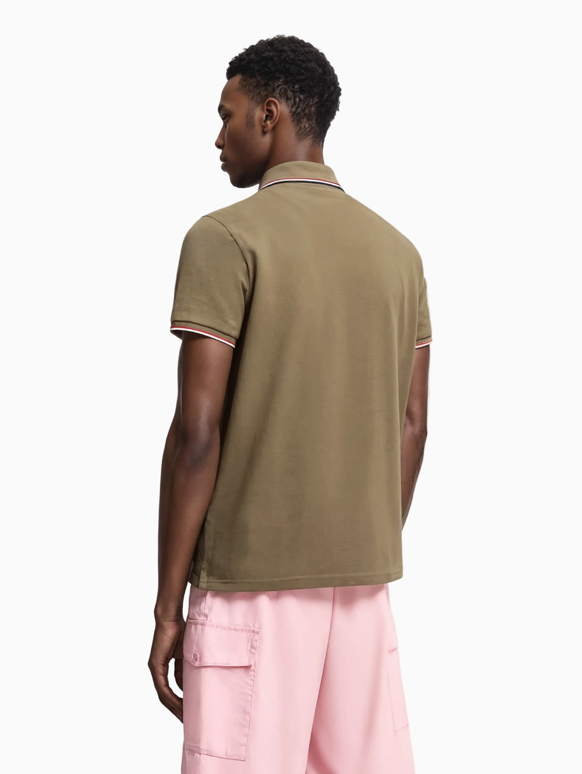 Tricolour-trimmed polo shirt