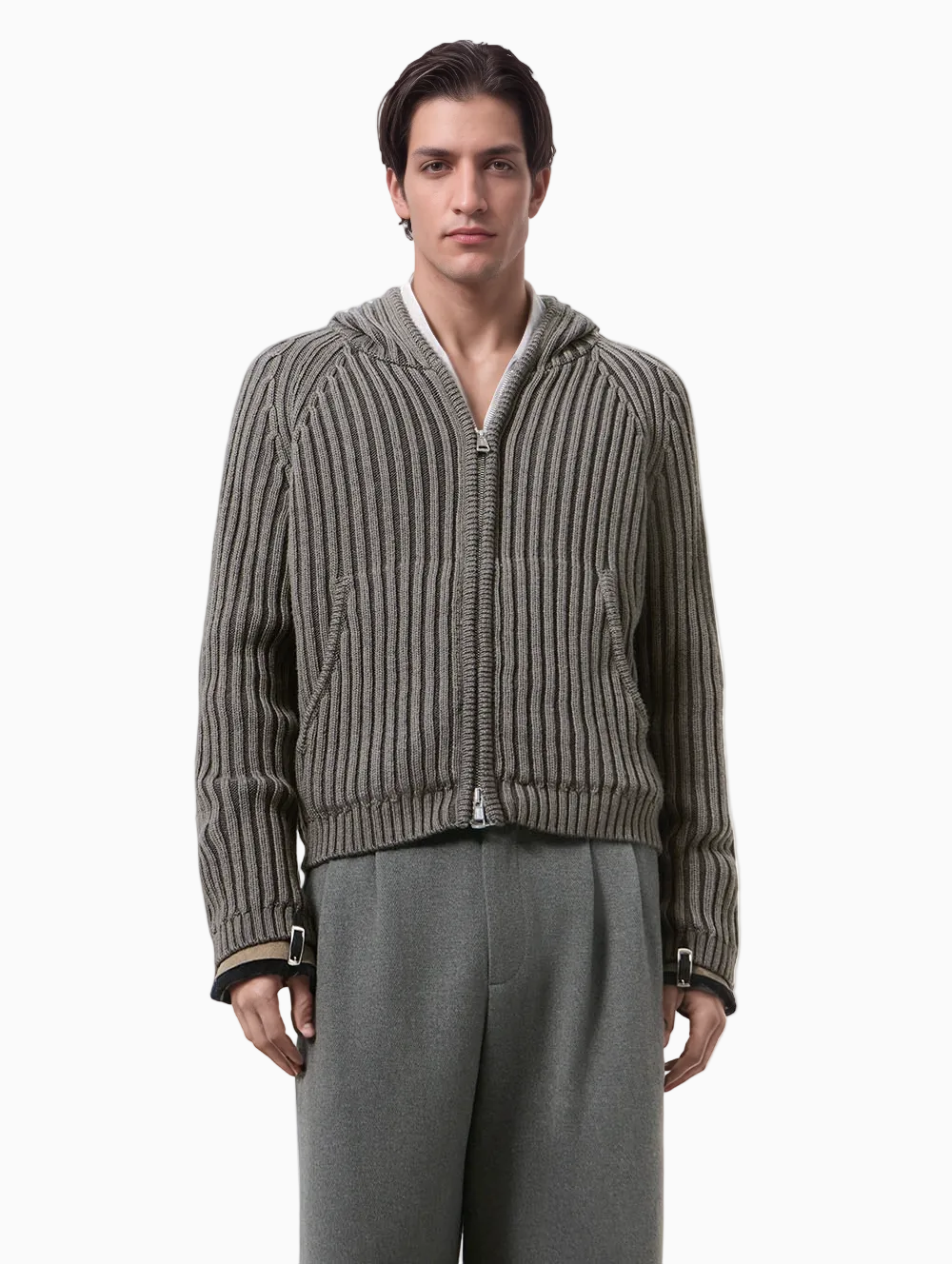 Level hood cardigan