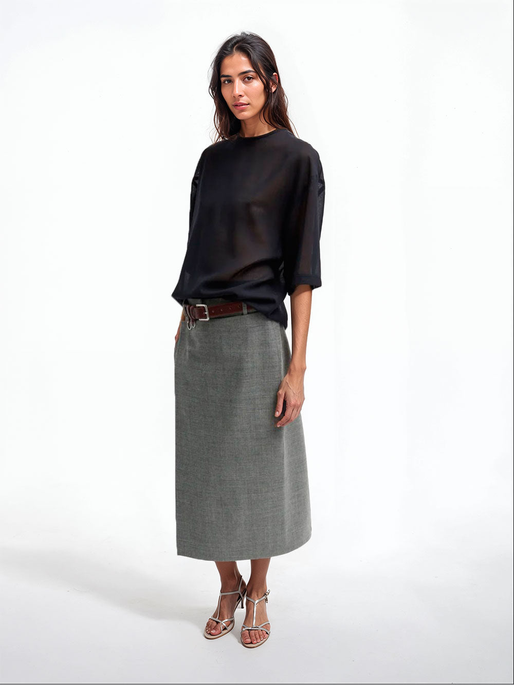Wrap midi skirt