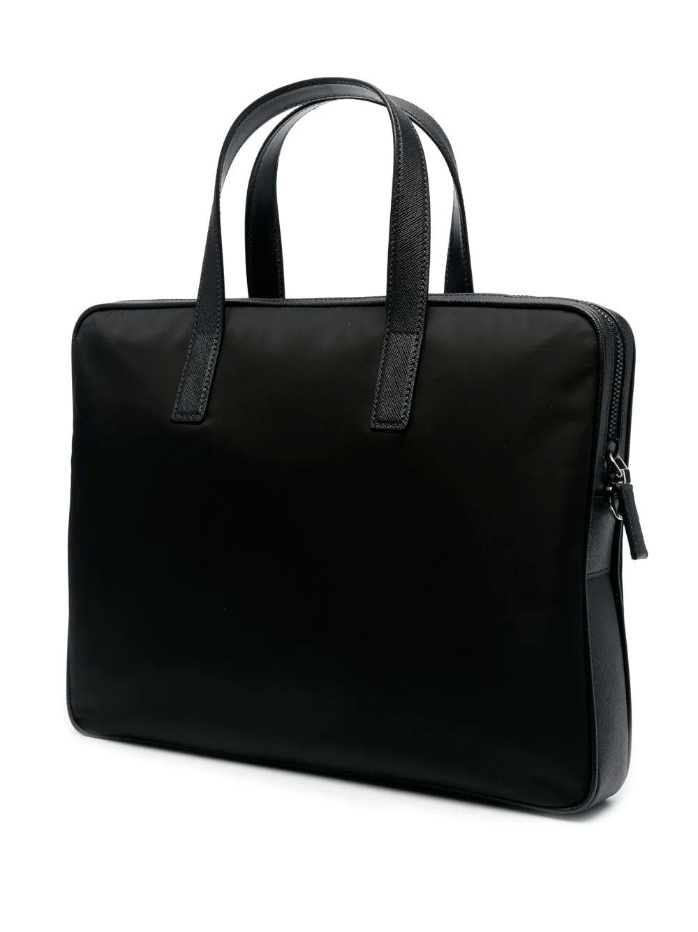 Re-Nylon leather-trimmed briefcase
