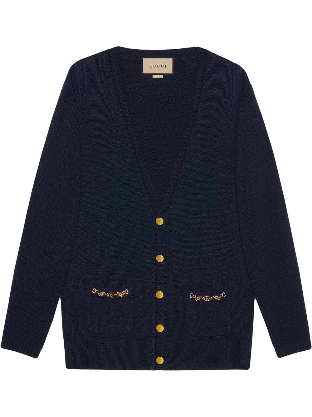 Chain-trim button-front knitted cardigan | Gucci | OTTODISANPIETRO