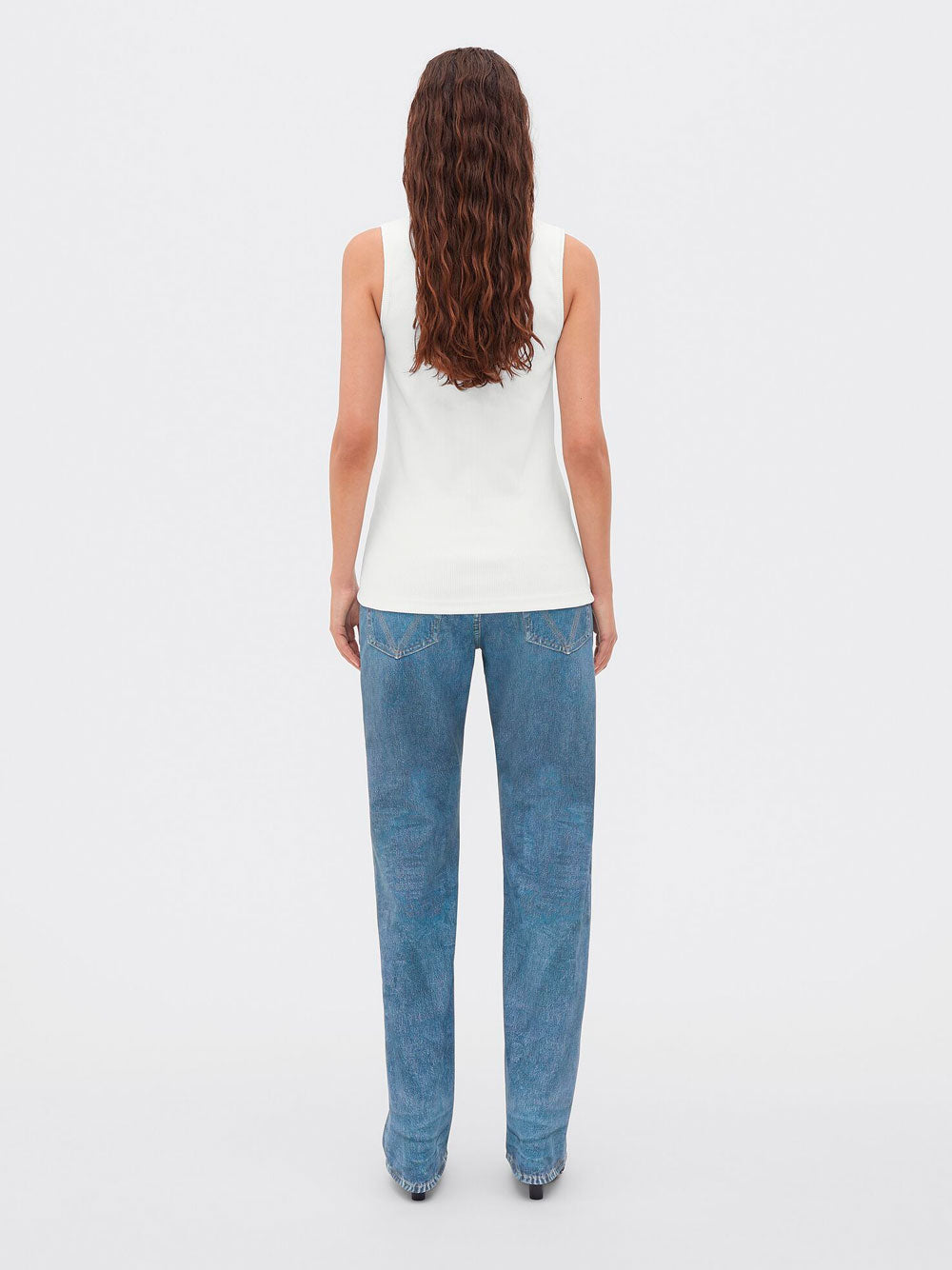 Stretch rib cotton tank top