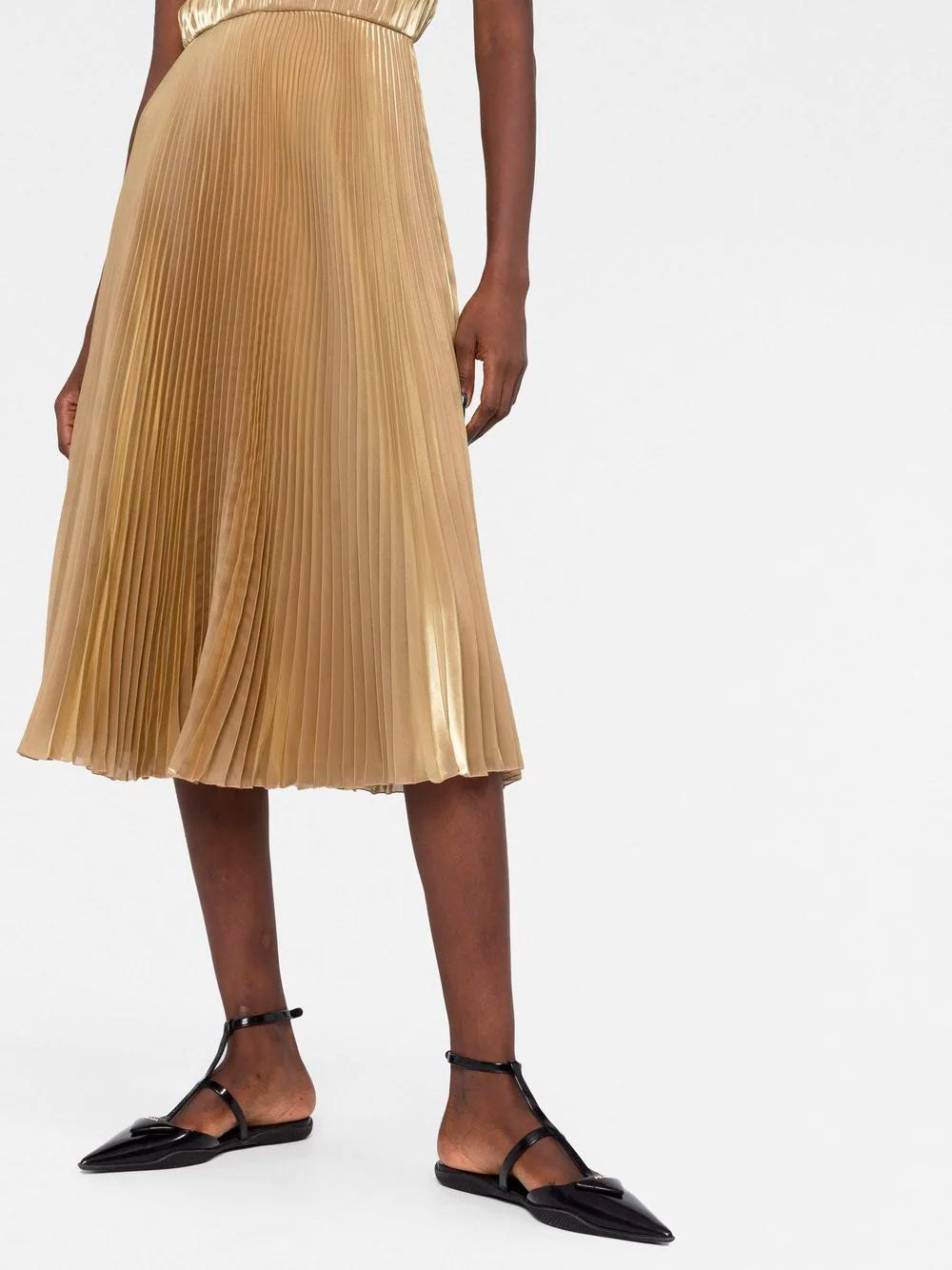 Technical Voile pleated midi dress