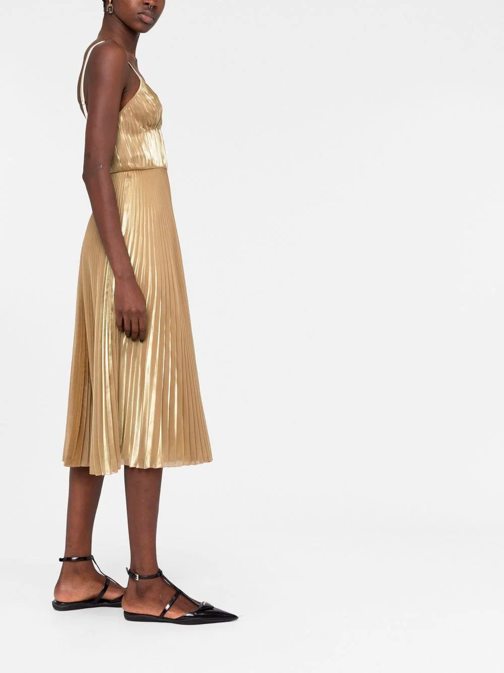 Technical Voile pleated midi dress
