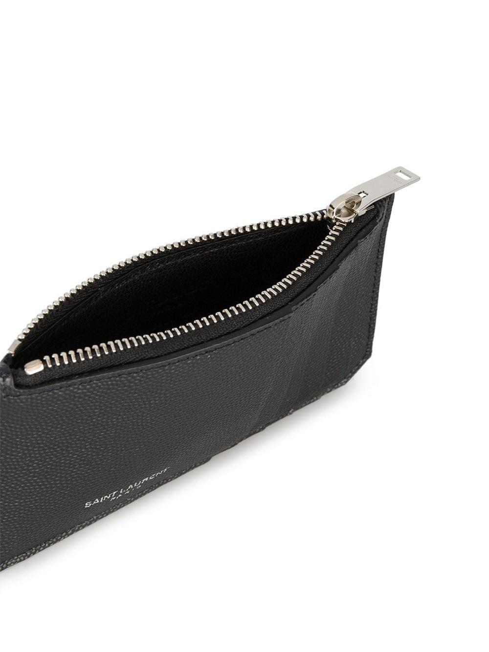 Zipped card case in embossed leather