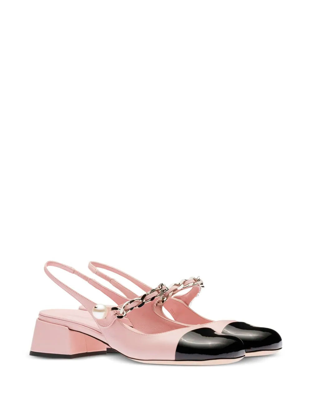 Zapatos de tacón destalonados de piel