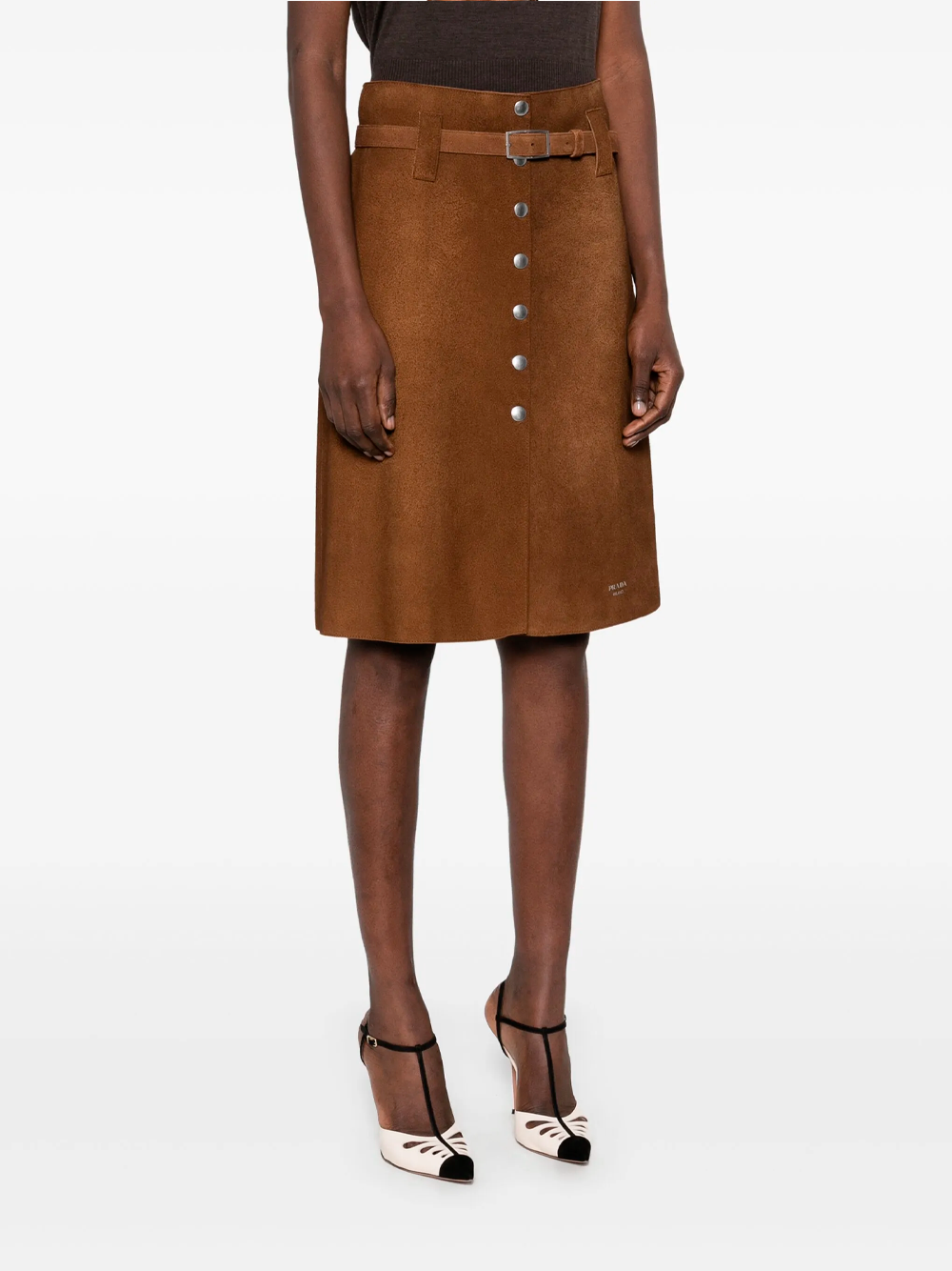 Belted midi skirt