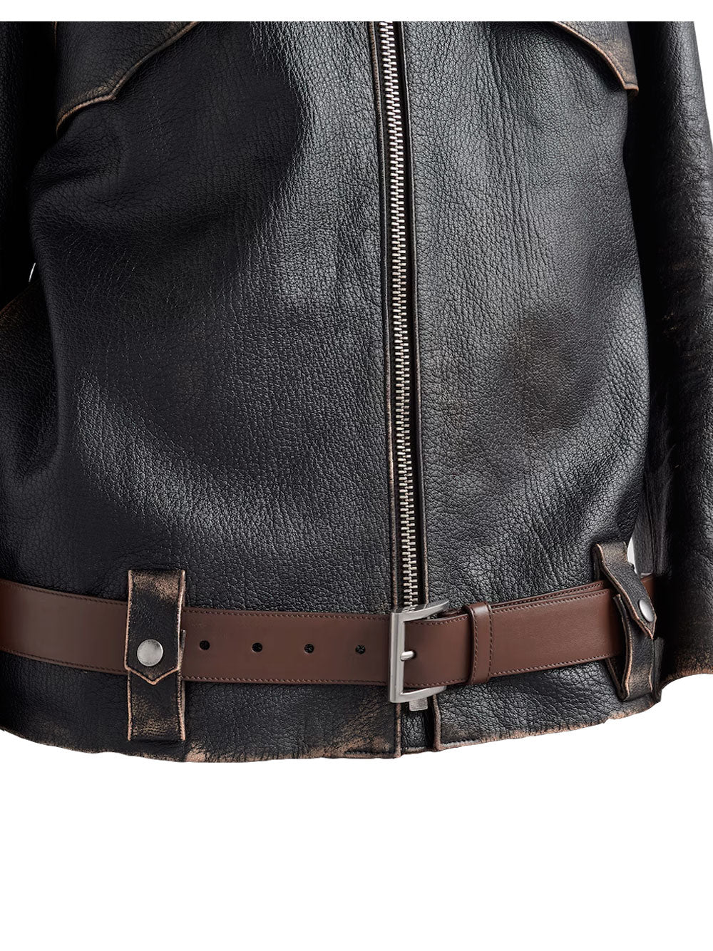 Leather blouson jacket