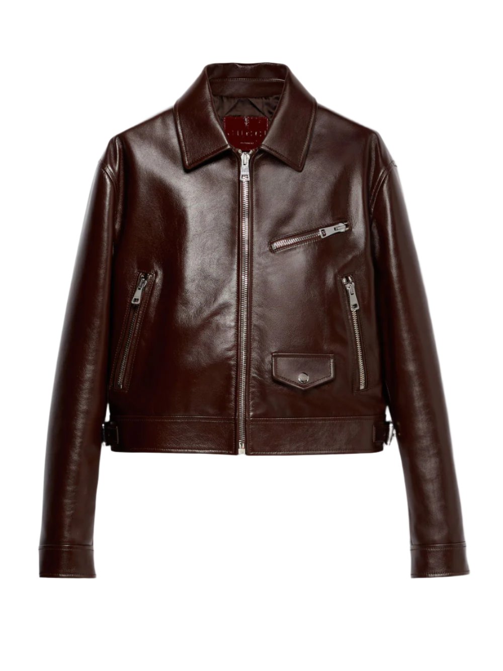 Leather debossed jacket