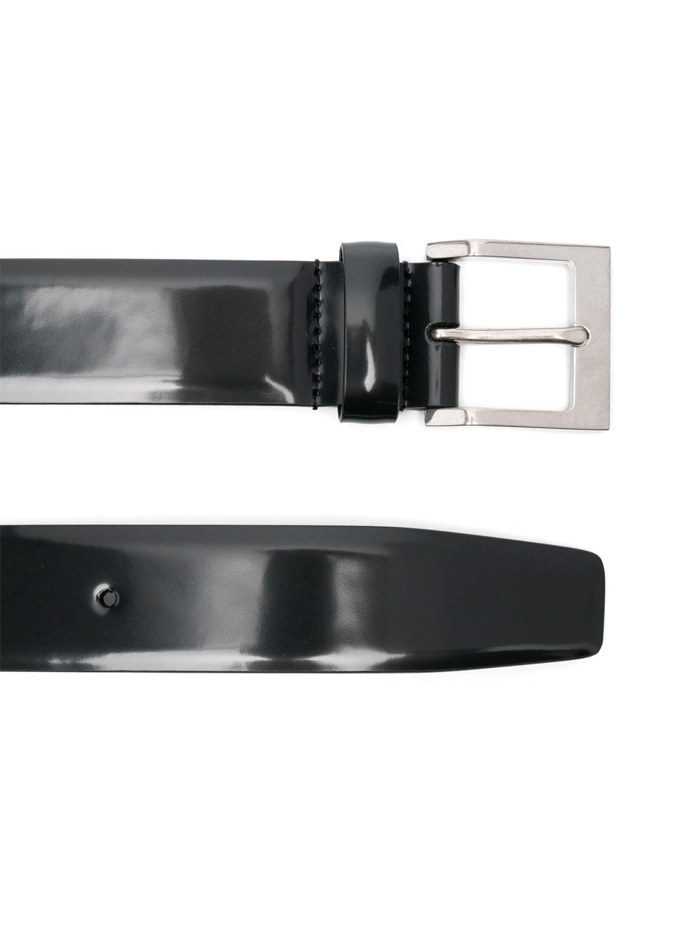 Patent-finish leather belt