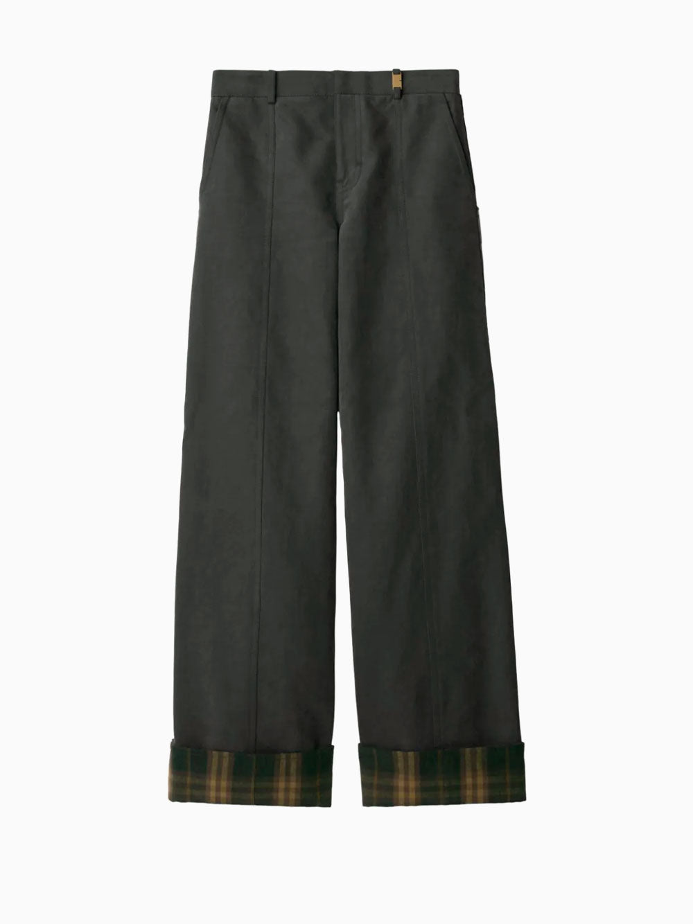 Check-trim trousers