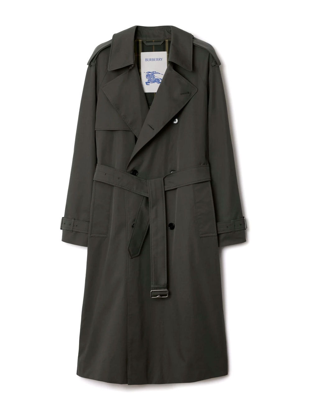 Long gabardine trench coat