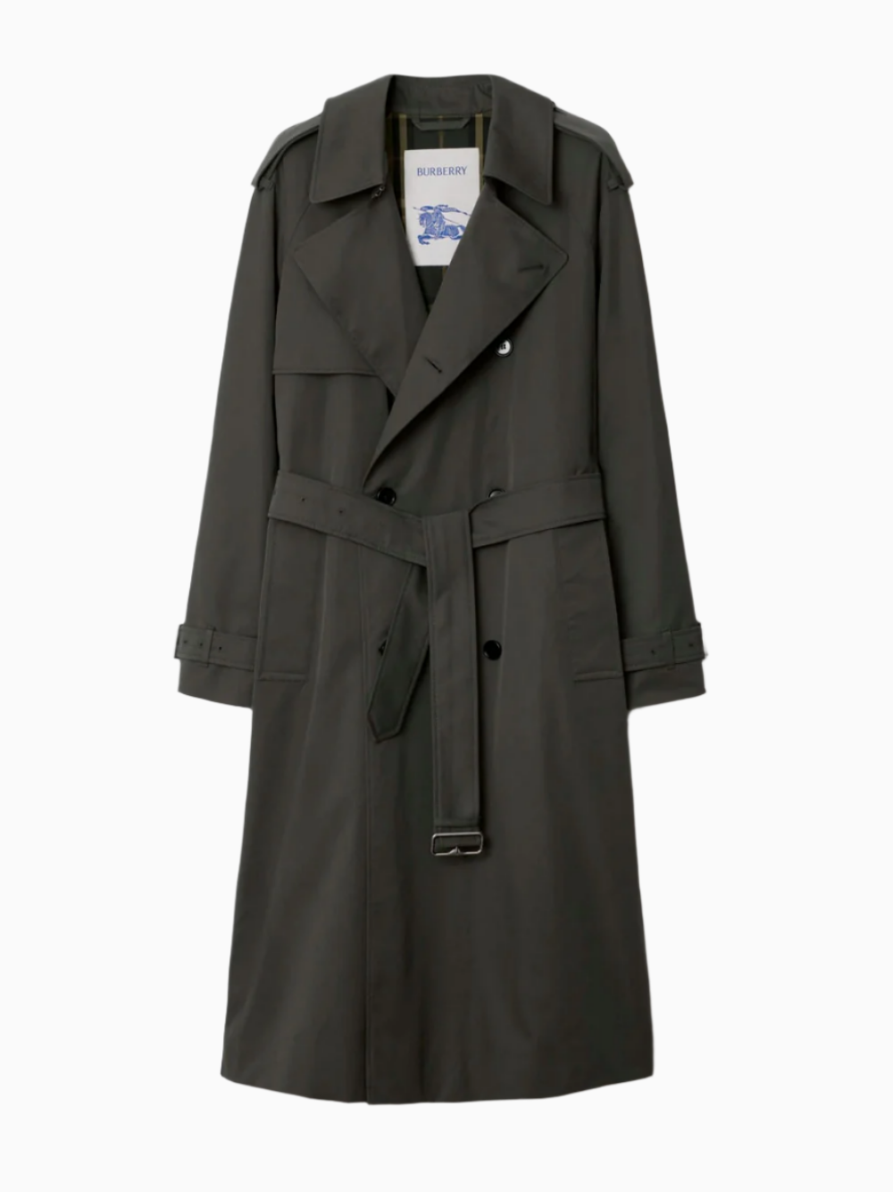 Long gabardine trench coat