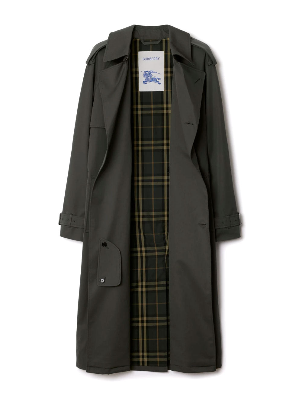 Long gabardine trench coat