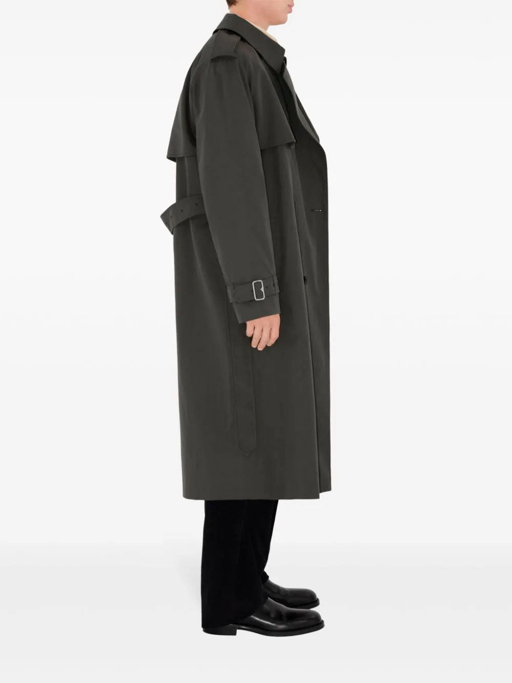 Long gabardine trench coat