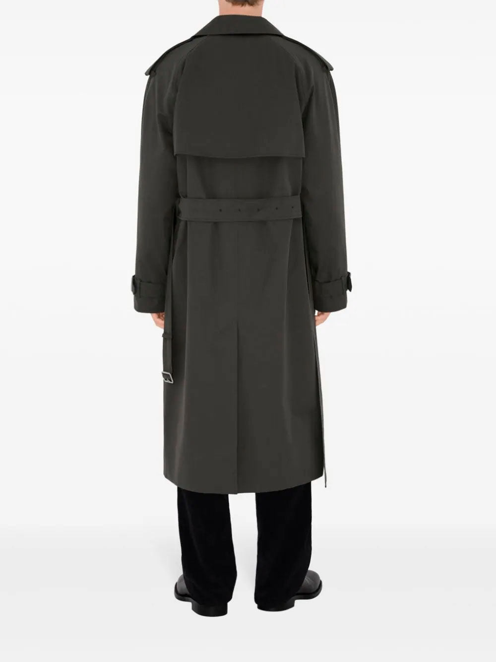 Long gabardine trench coat