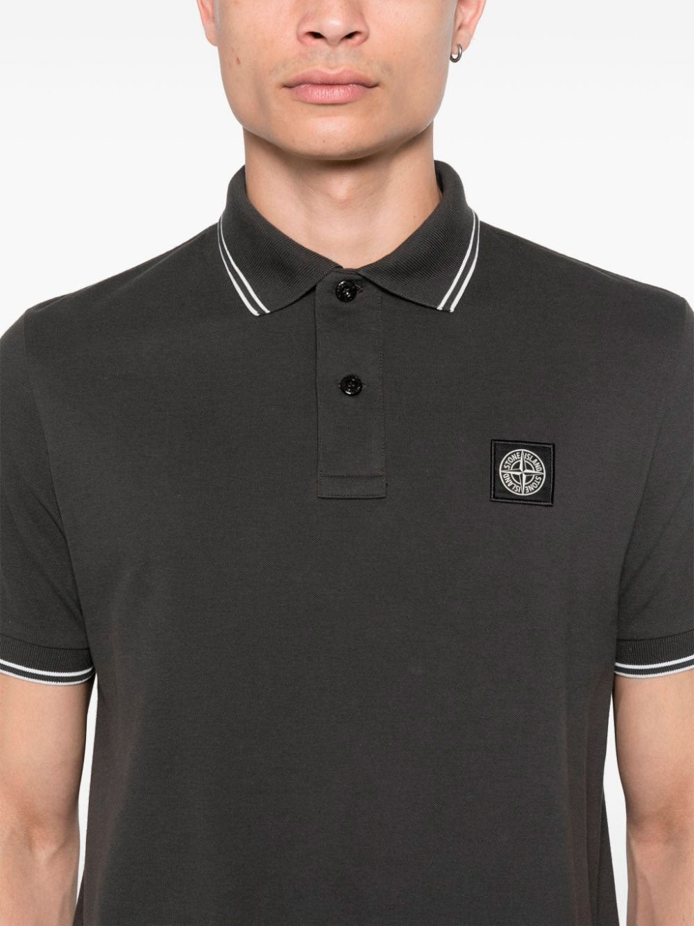 Compass-patch polo shirt