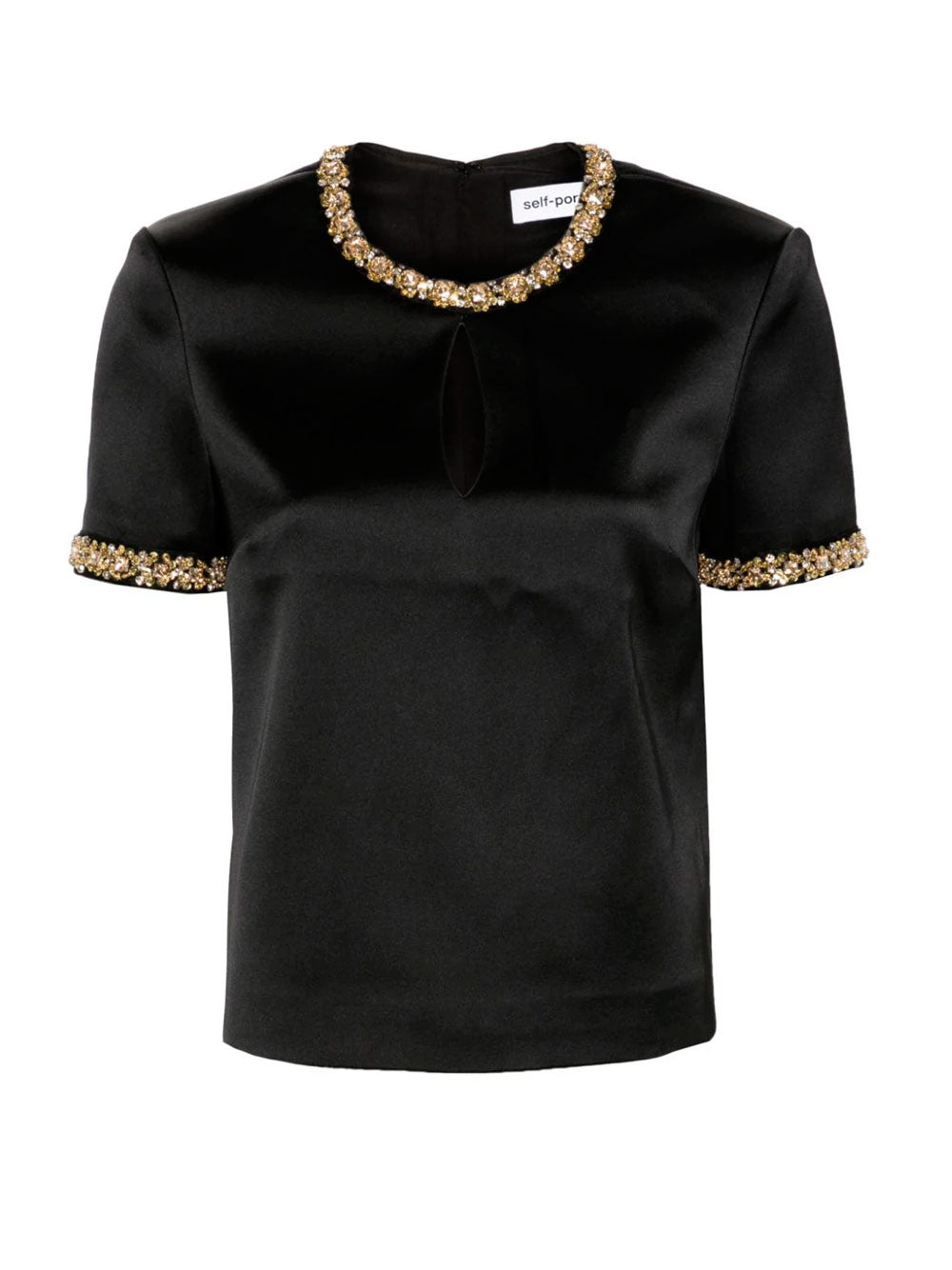 Embellished satin blouse