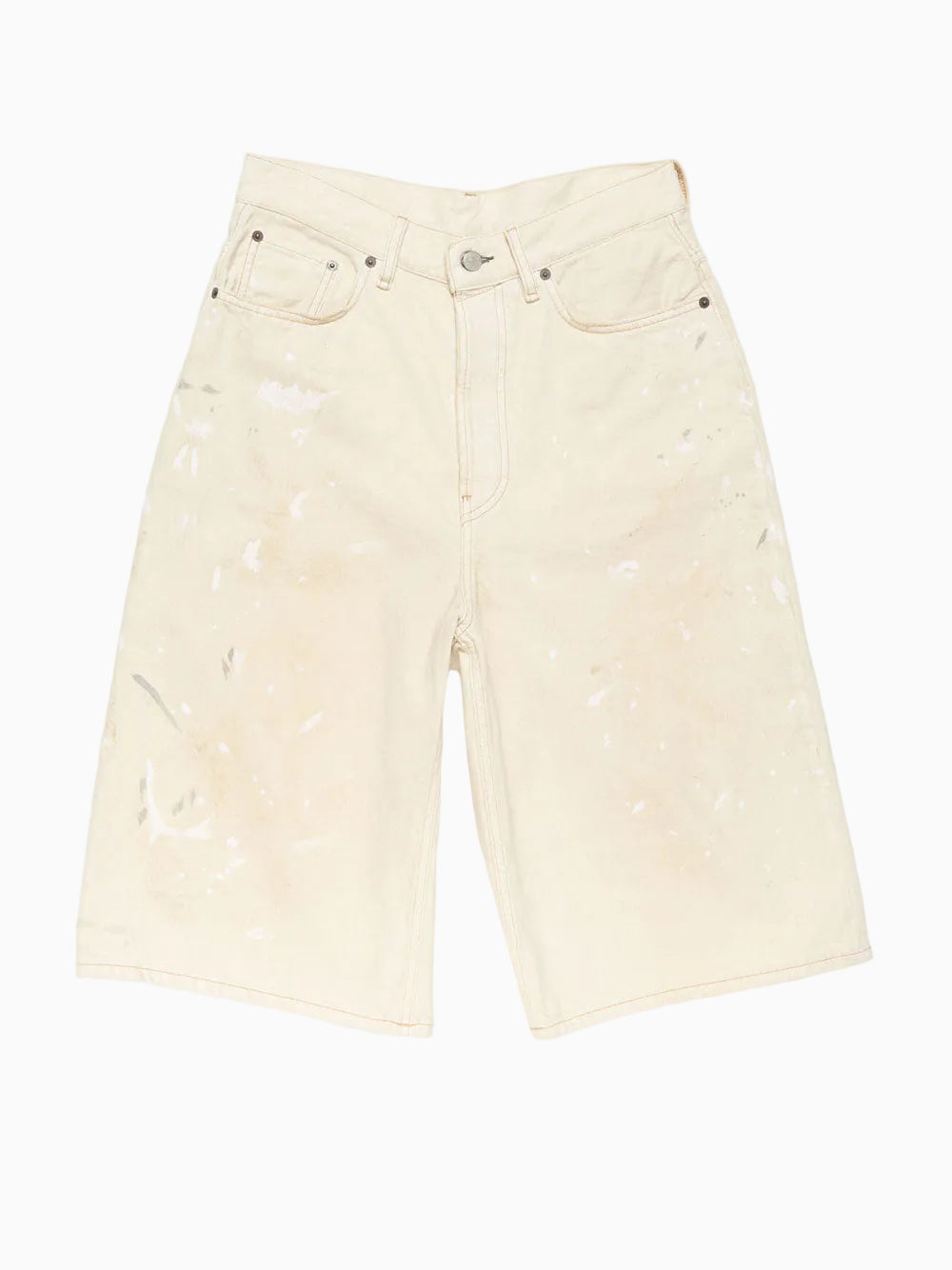 Distressed denim shorts