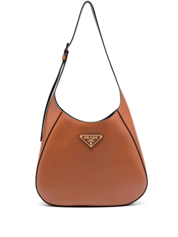 Triangle-logo leather shoulder bag