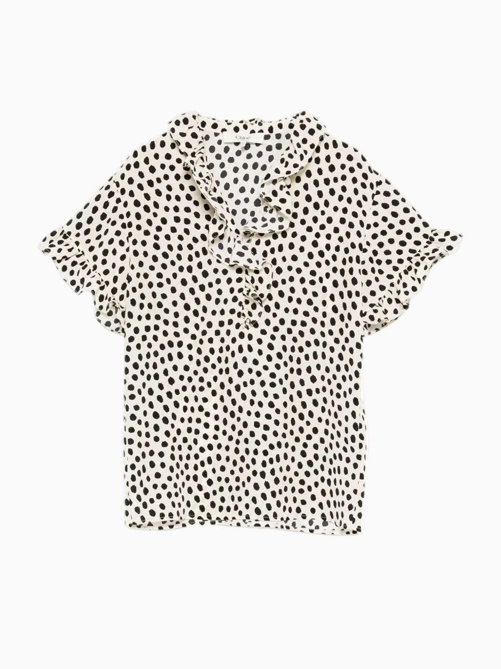 Polka-dot ruffled blouse