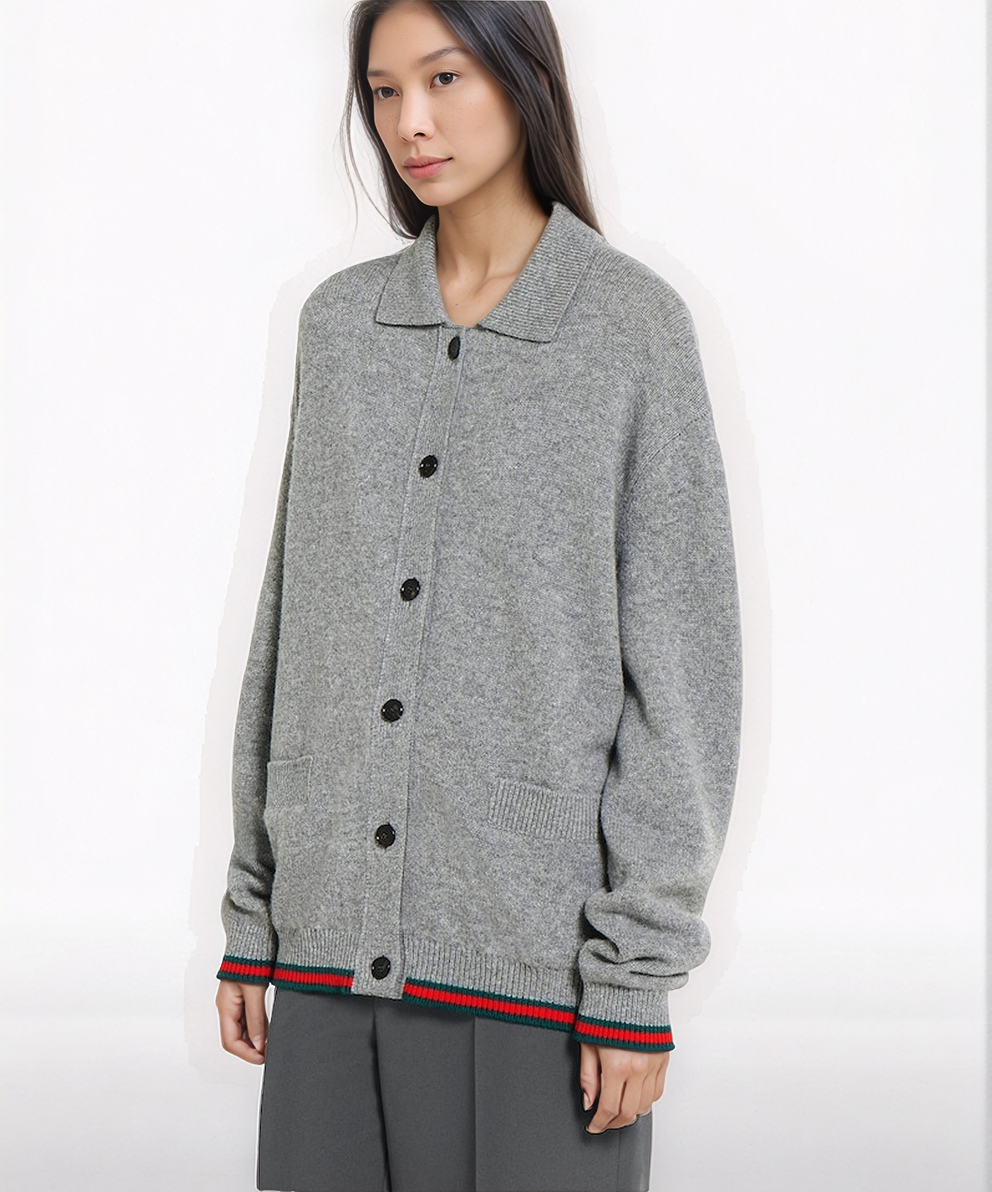 Polo collar cardigan