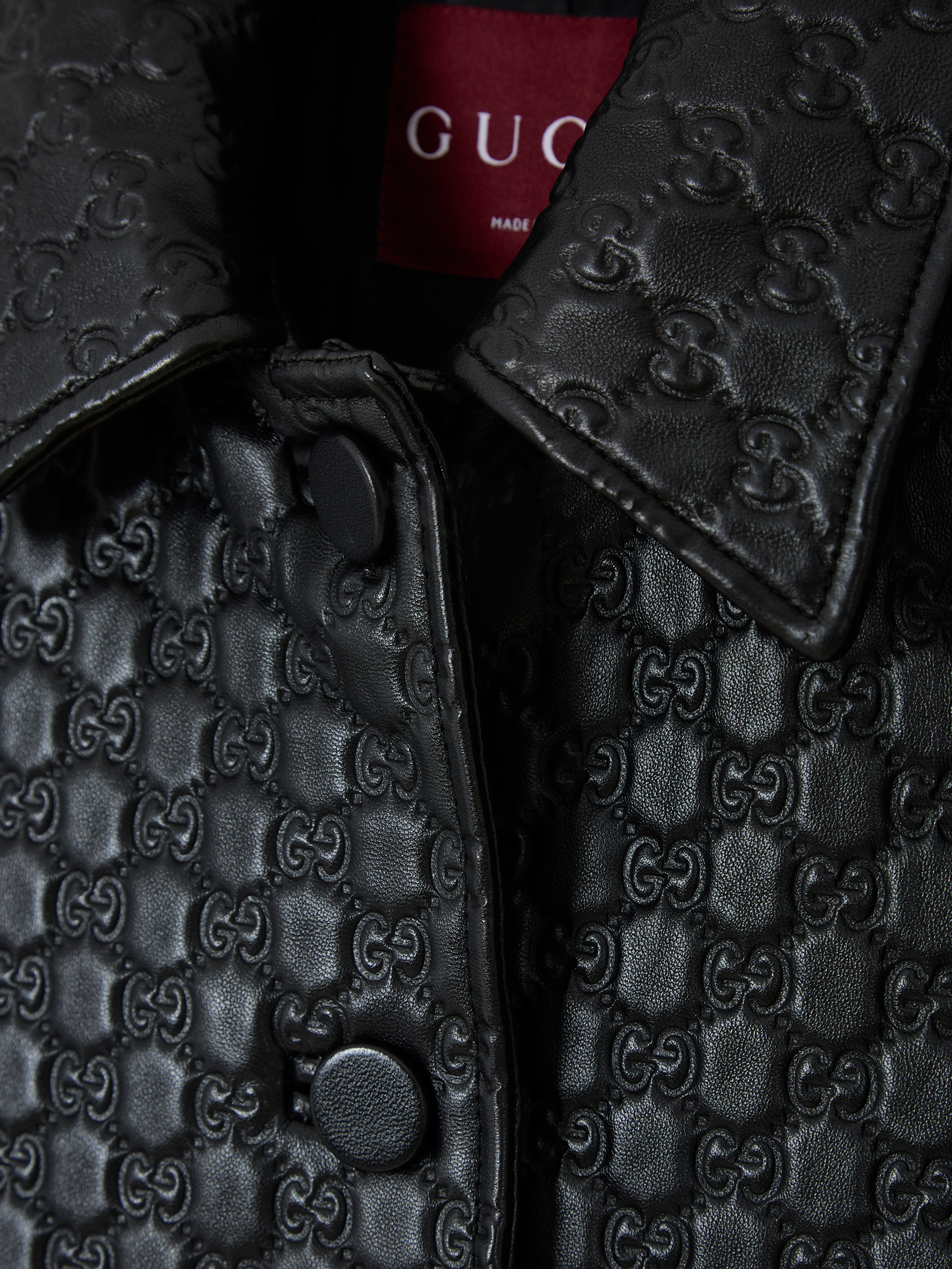 Embossed GG leather jacket