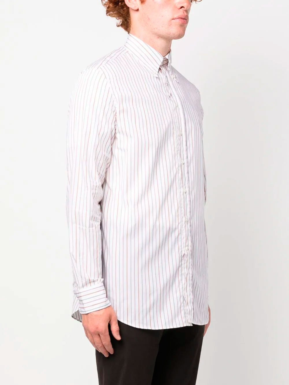 Embroidered-logo striped shirt