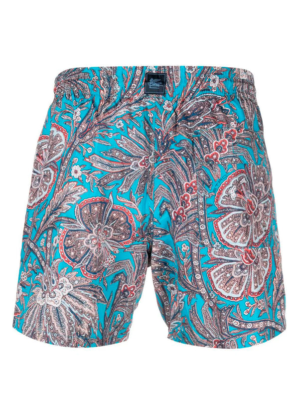Floral and paisley print swim shorts