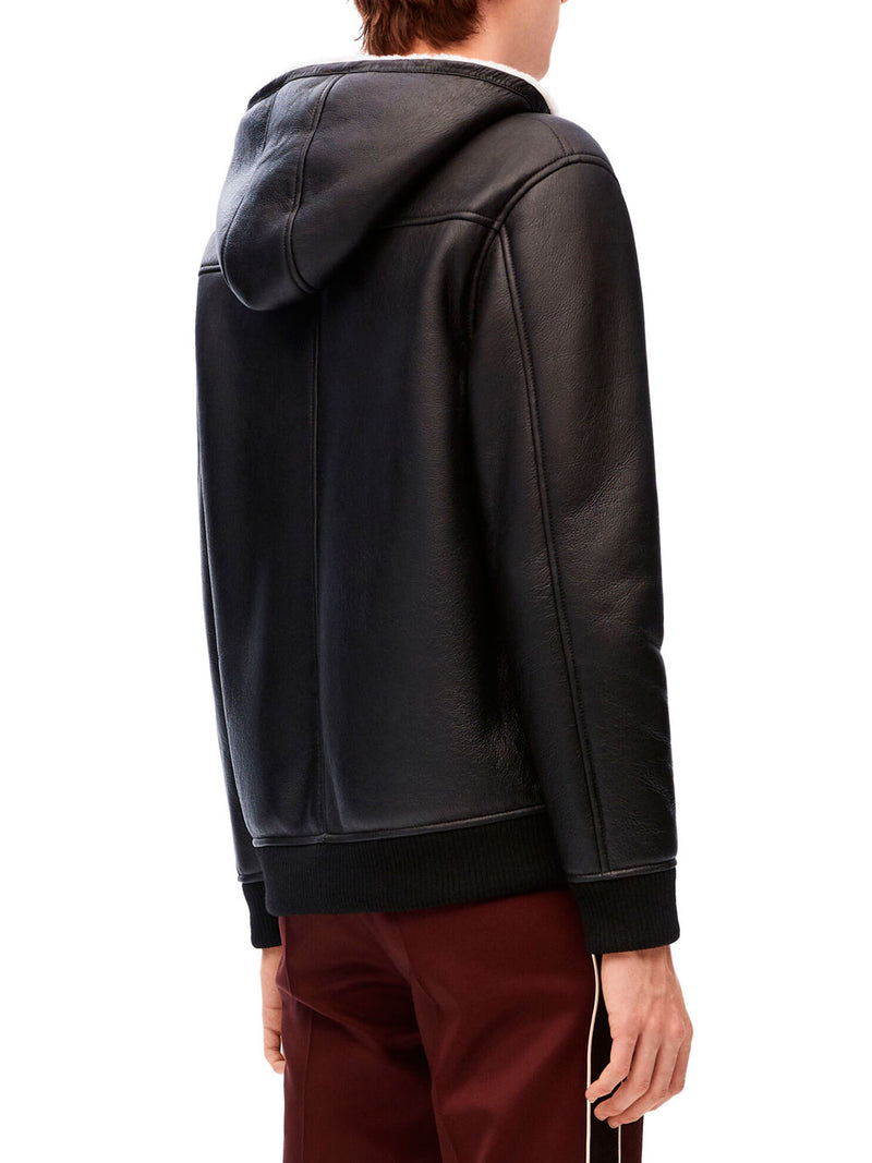 Zip-up bomber in shearling