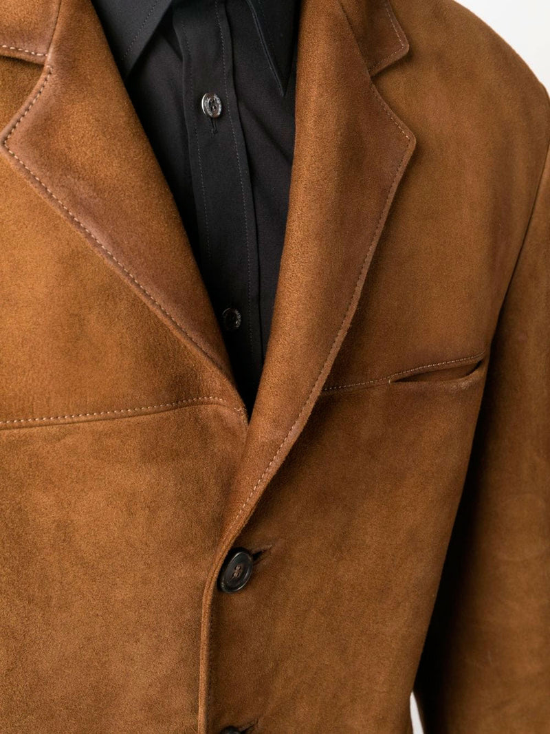 Single-breasted suede jacket