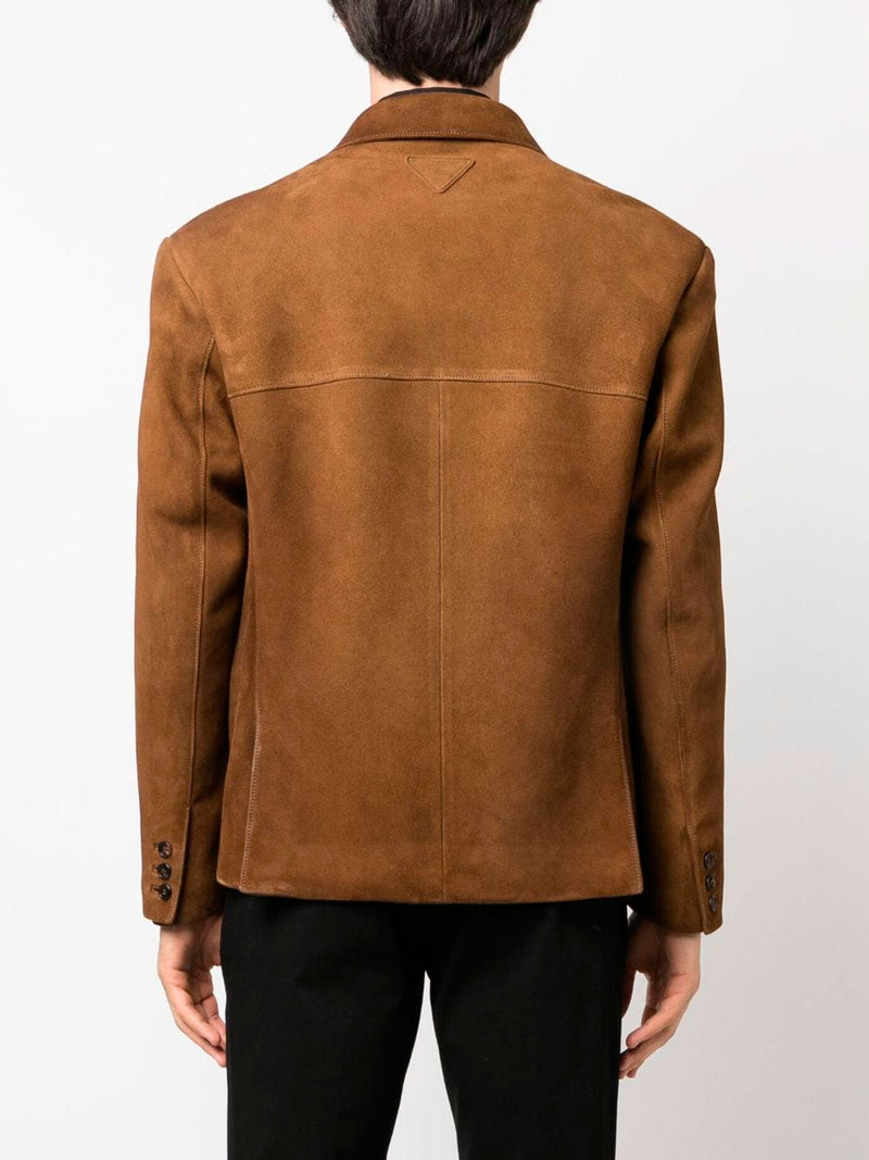 Single-breasted suede jacket