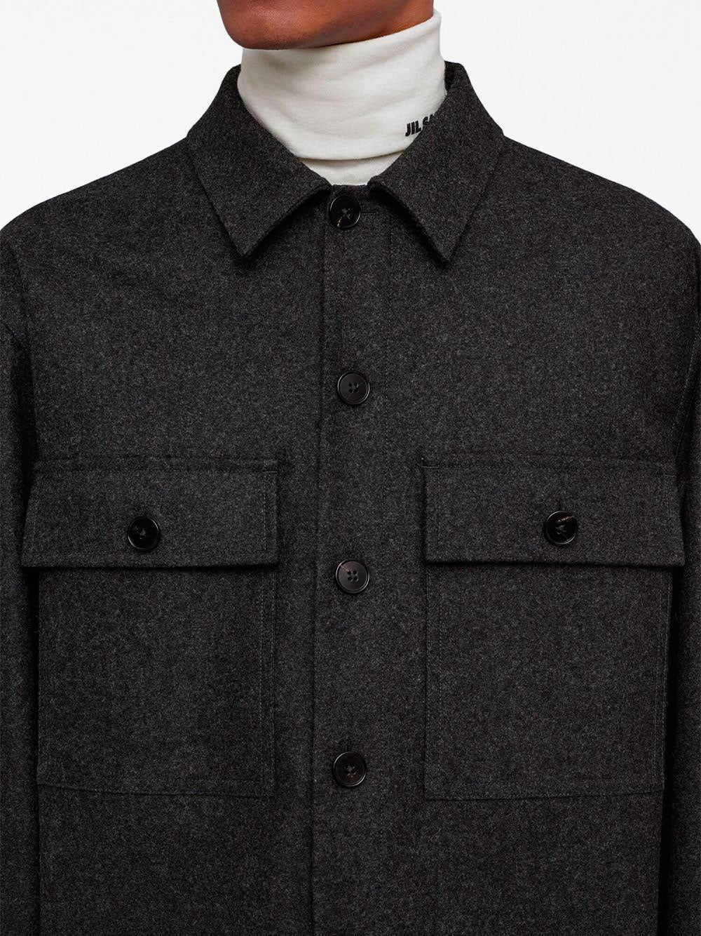 Classic-collar wool shirt