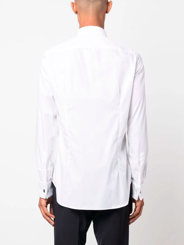 Pointed-collar cotton shirt