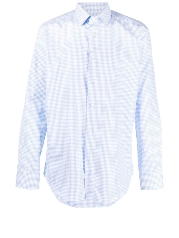 Square-pattern cotton shirt