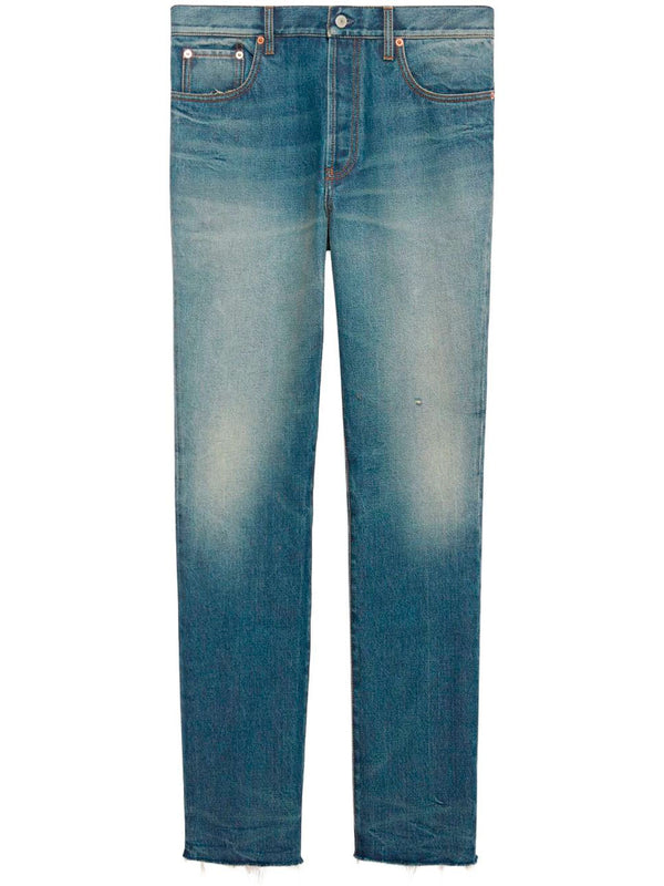 Mid-rise washed jeans