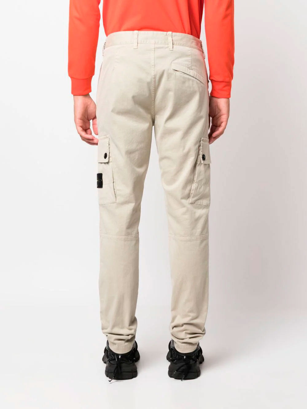 Mens Stone Island beige Compass-Patch Cargo Trousers