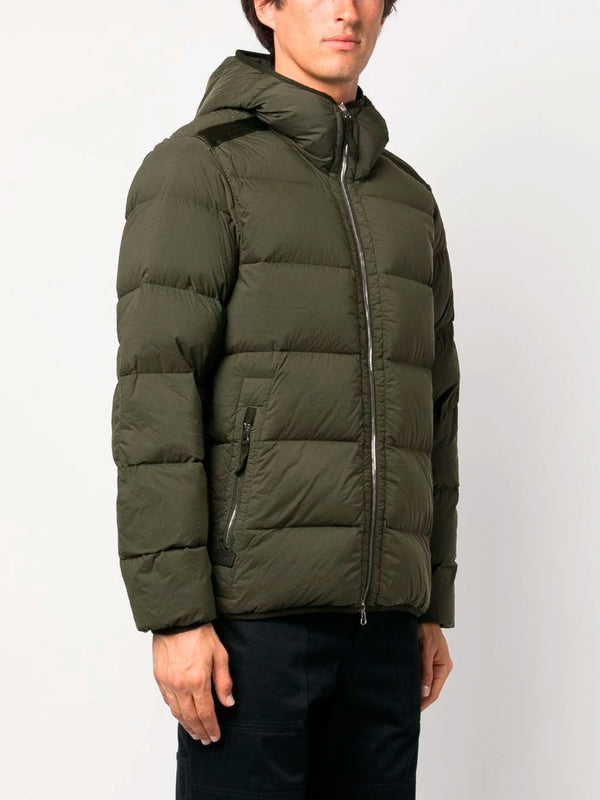 Compass-patch padded down jacket