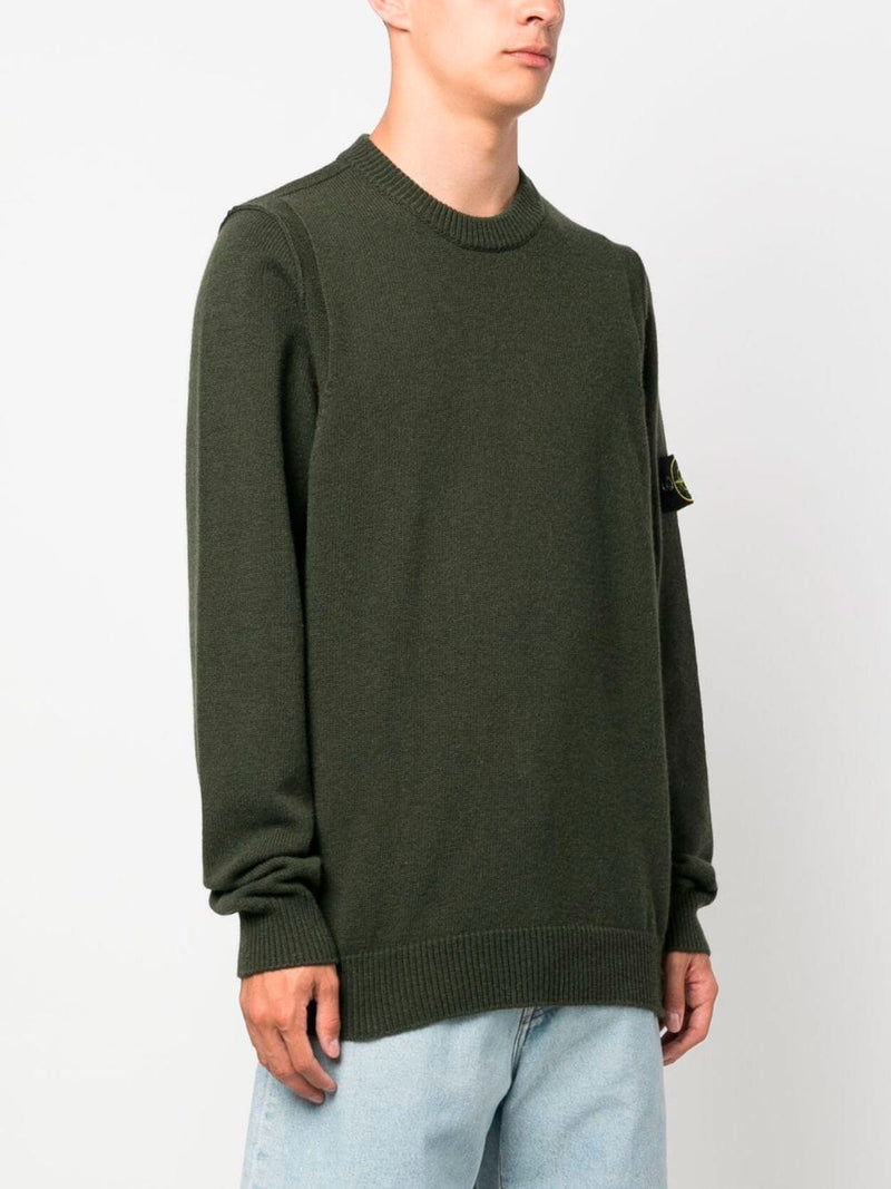 Compass patch fine-knit sweater