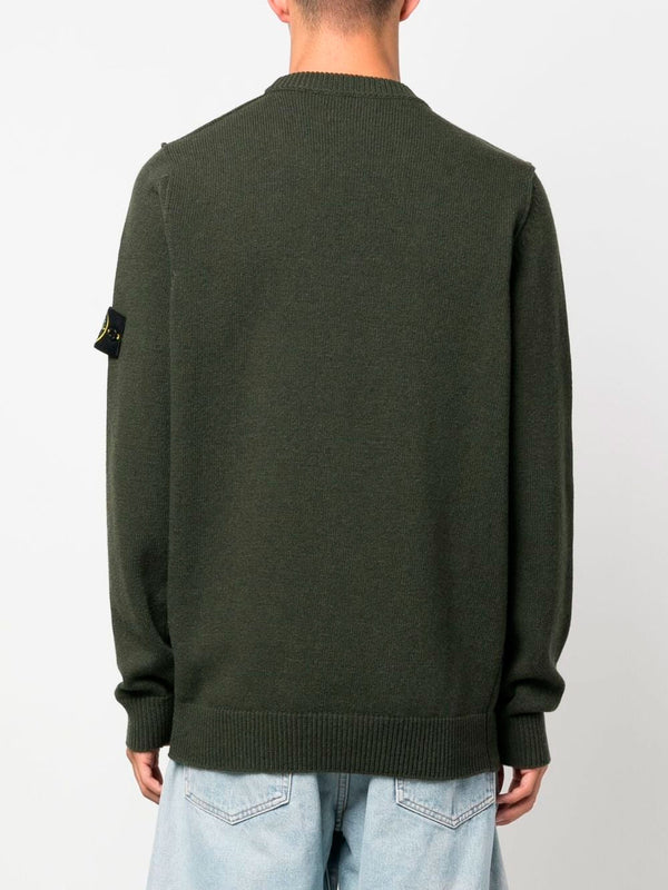 Compass patch fine-knit sweater