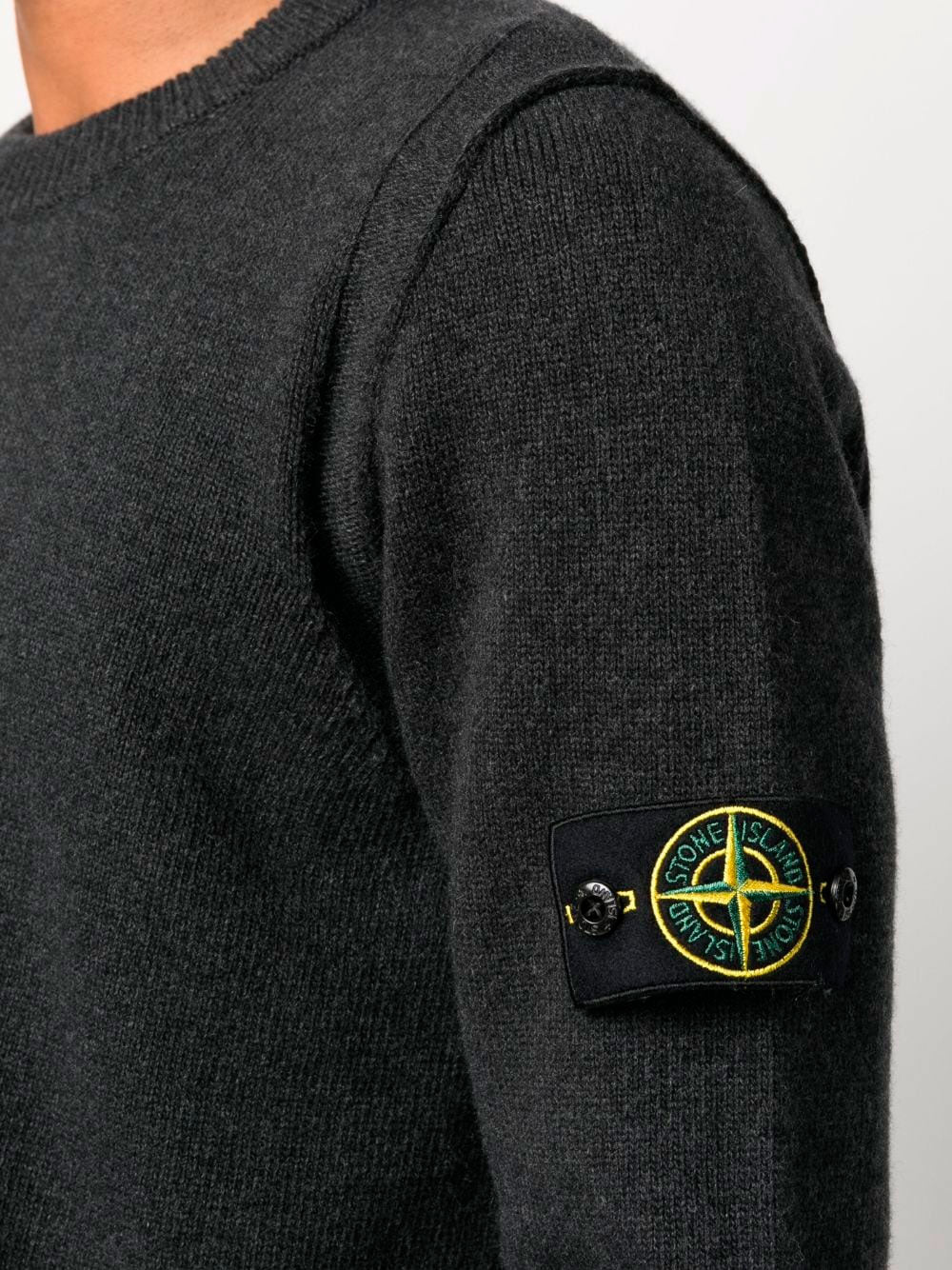 Compass-motif cotton jumper