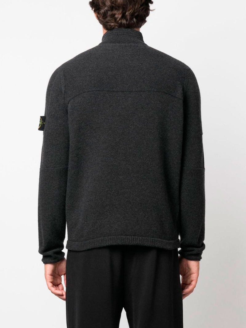 Compass-motif half-zip sweater