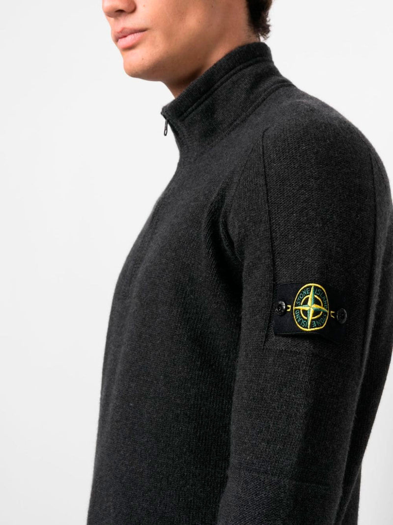 Compass-motif half-zip sweater