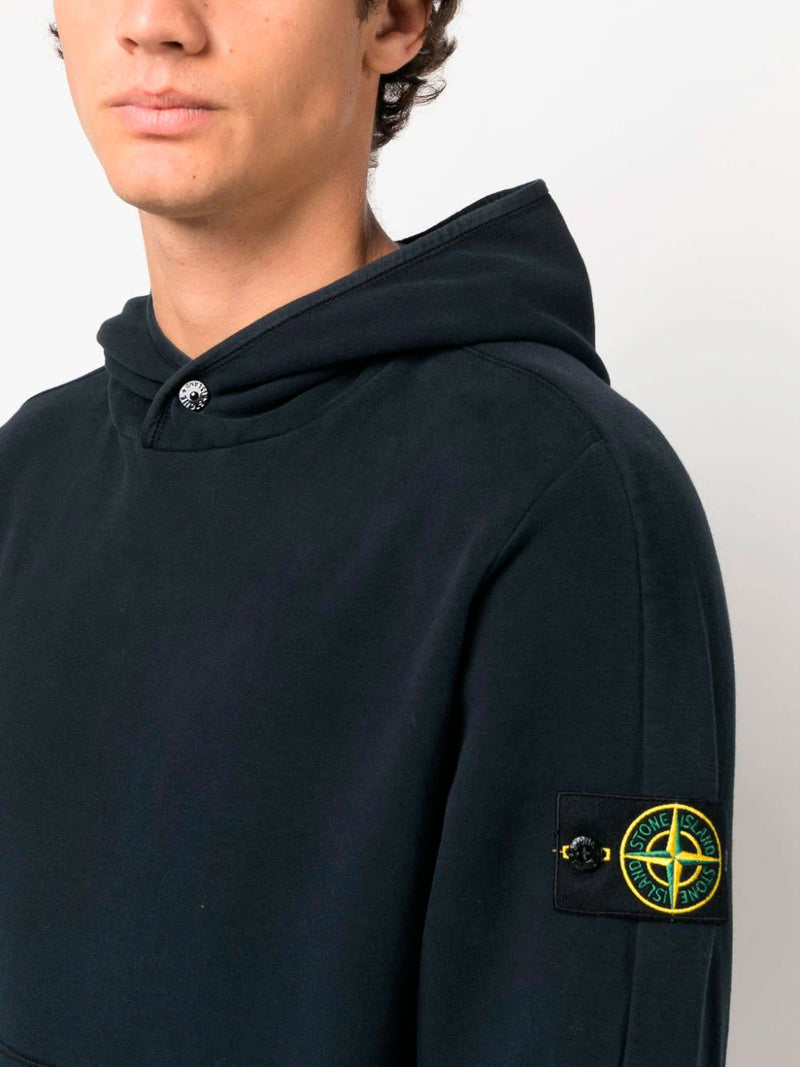 Compass-appliqué cotton hoodie