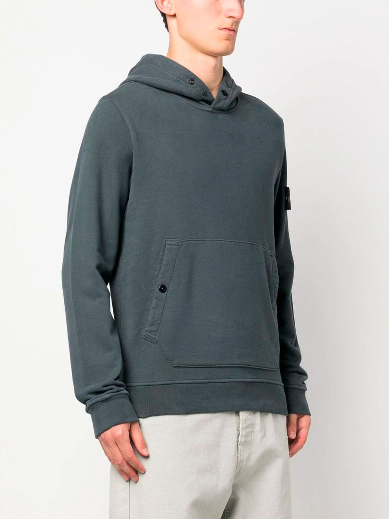Compass-patch cotton hoodie