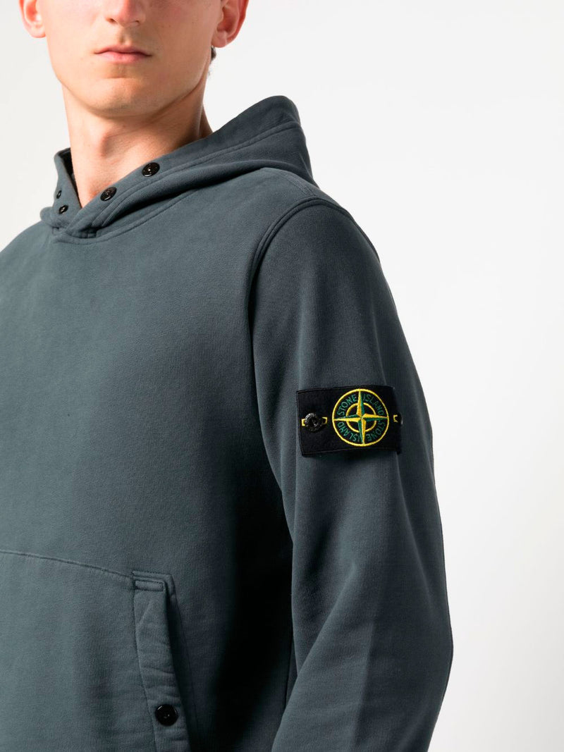 Compass-patch cotton hoodie