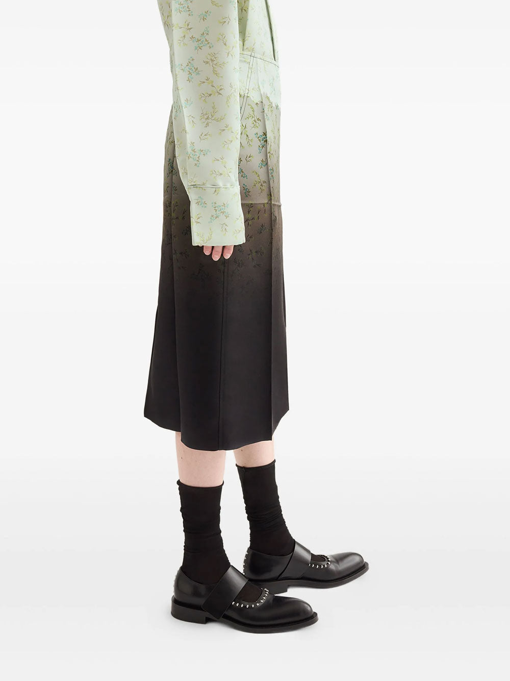 Gradient floral-printed skirt