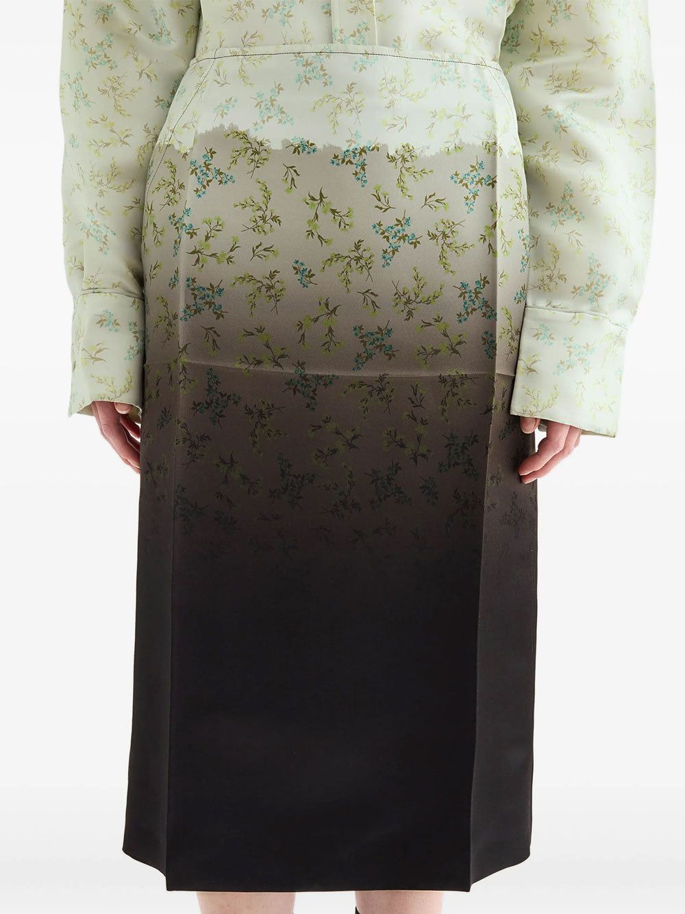 Gradient floral-printed skirt